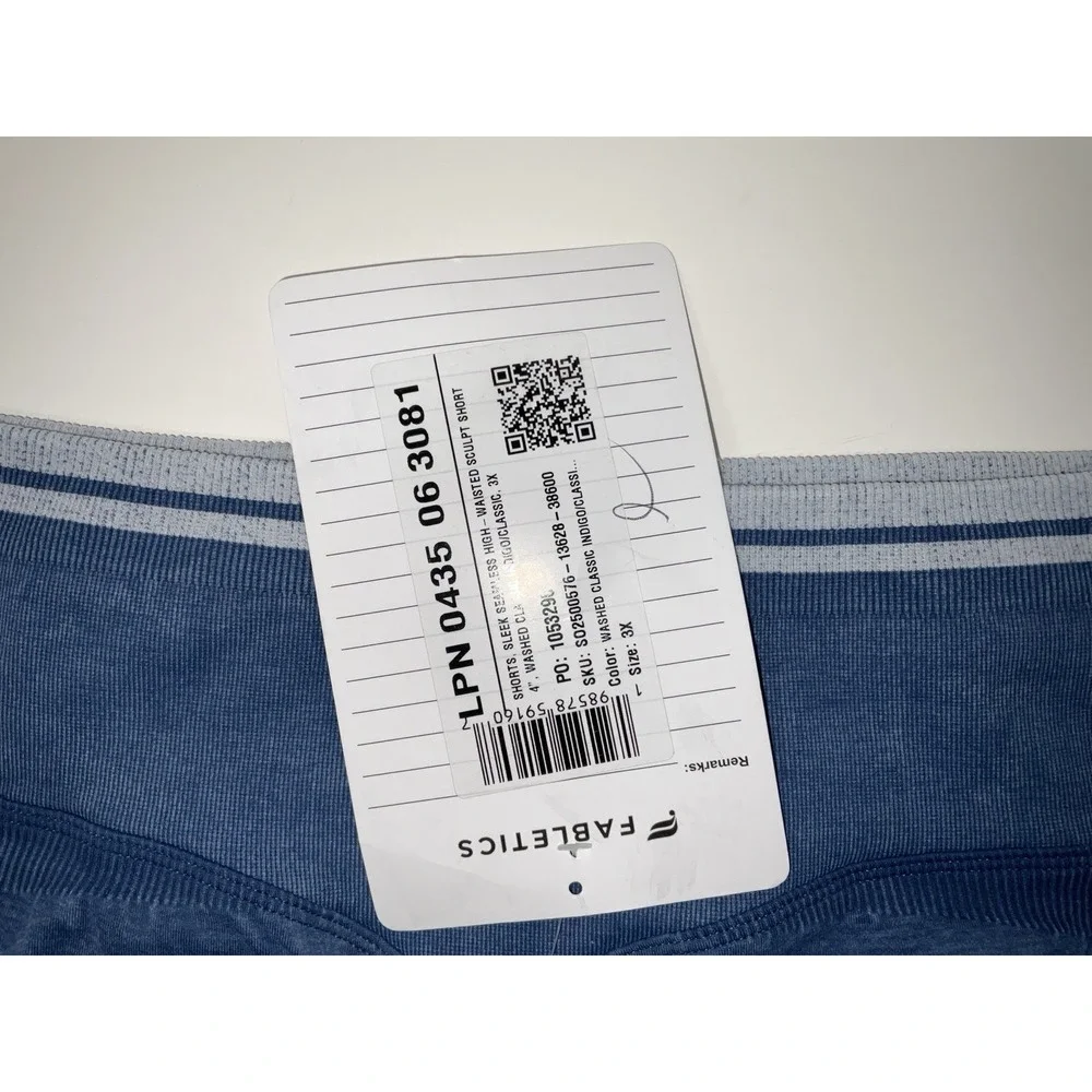 NWOT Women's Fabletics Sleek Seamless High Waisted‎ Sculpt Shorts Indigo Plus 3X - Picture 6 of 6